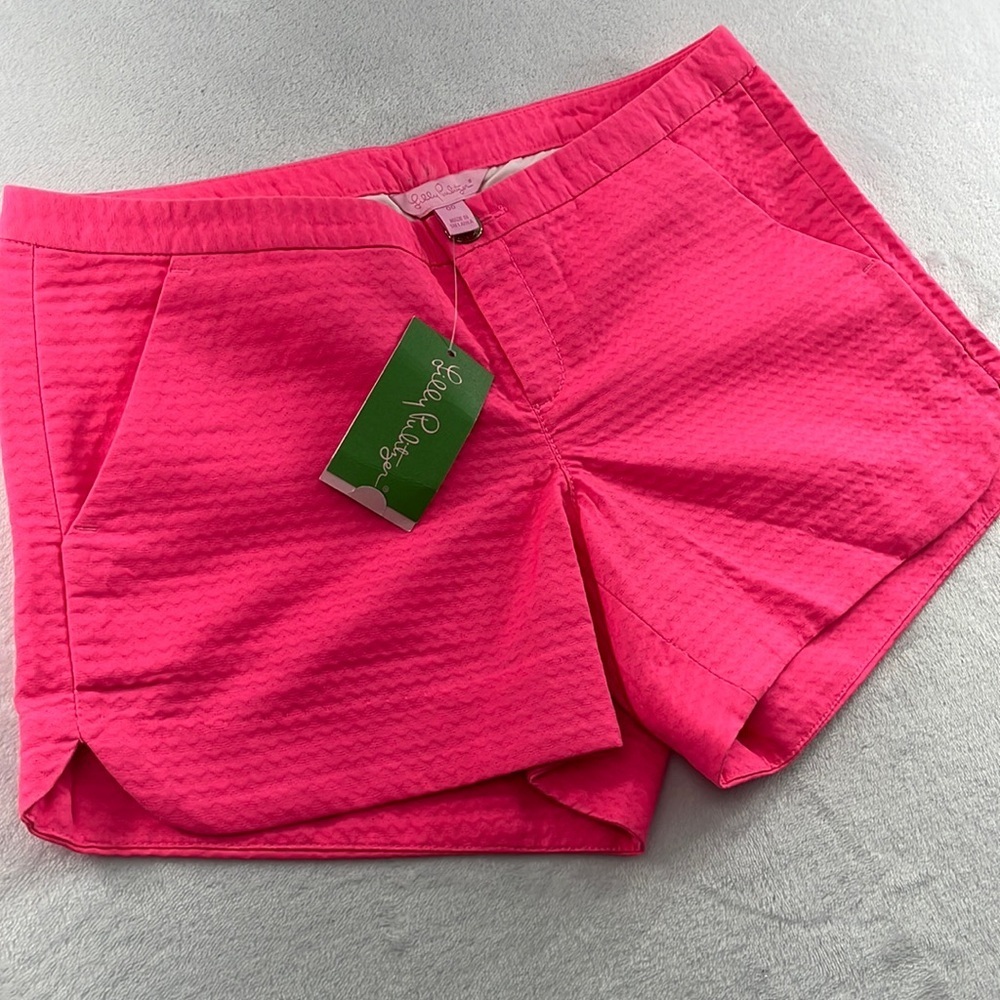 NEW Lilly Pulitzer 00, Hot Coral Textured 100% Cotton Shorts